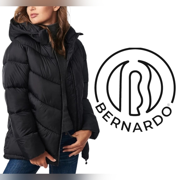 Bernardo Jackets & Blazers - NWT Bernardo Womens Puffer Jacket Black Size XXL Hidden Hoodie NEW With Tags